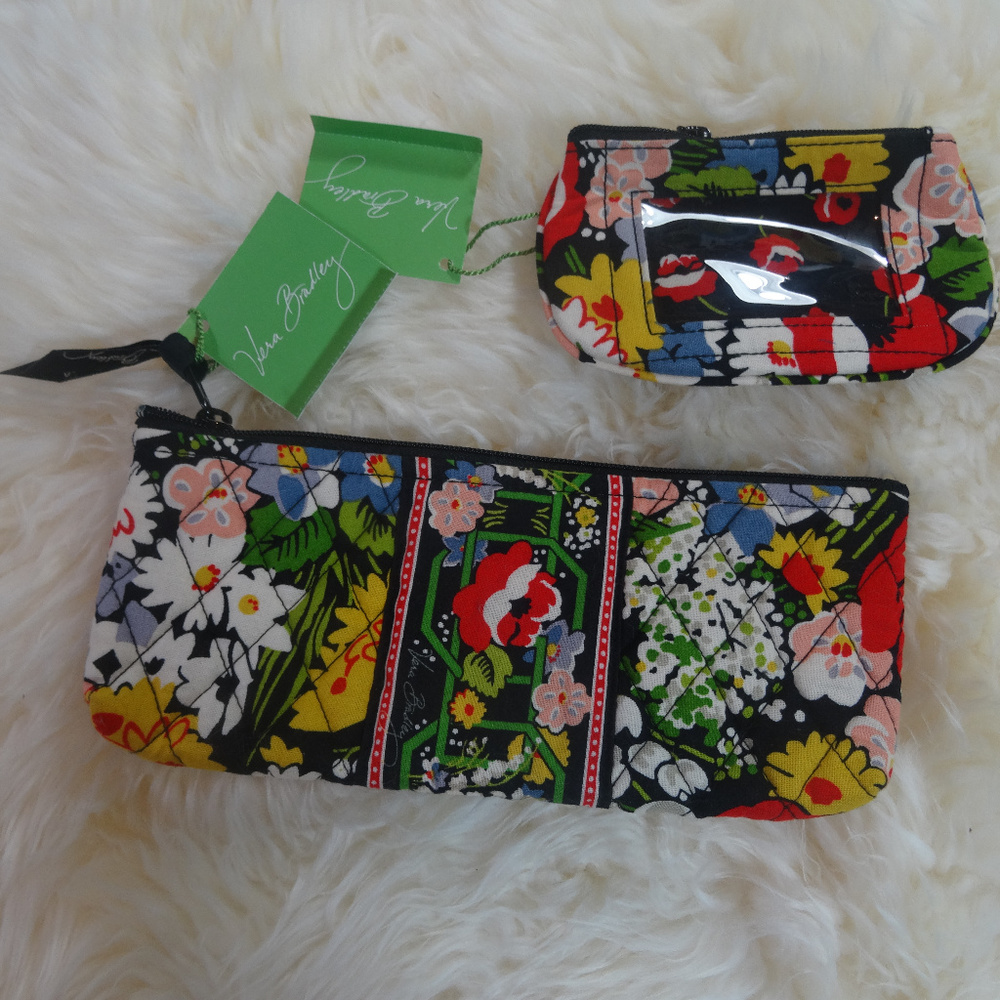 Vera Bradley Poppy Fields Pencil Cosmetic Bag & ID